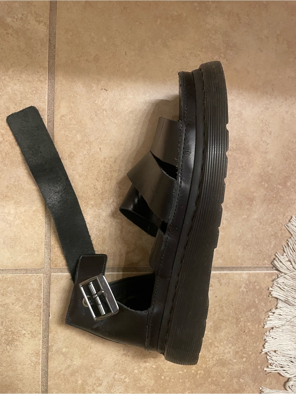 Dr. Martens Black Leather Clarissa Sandals with Buckle - Picture 2 of 4